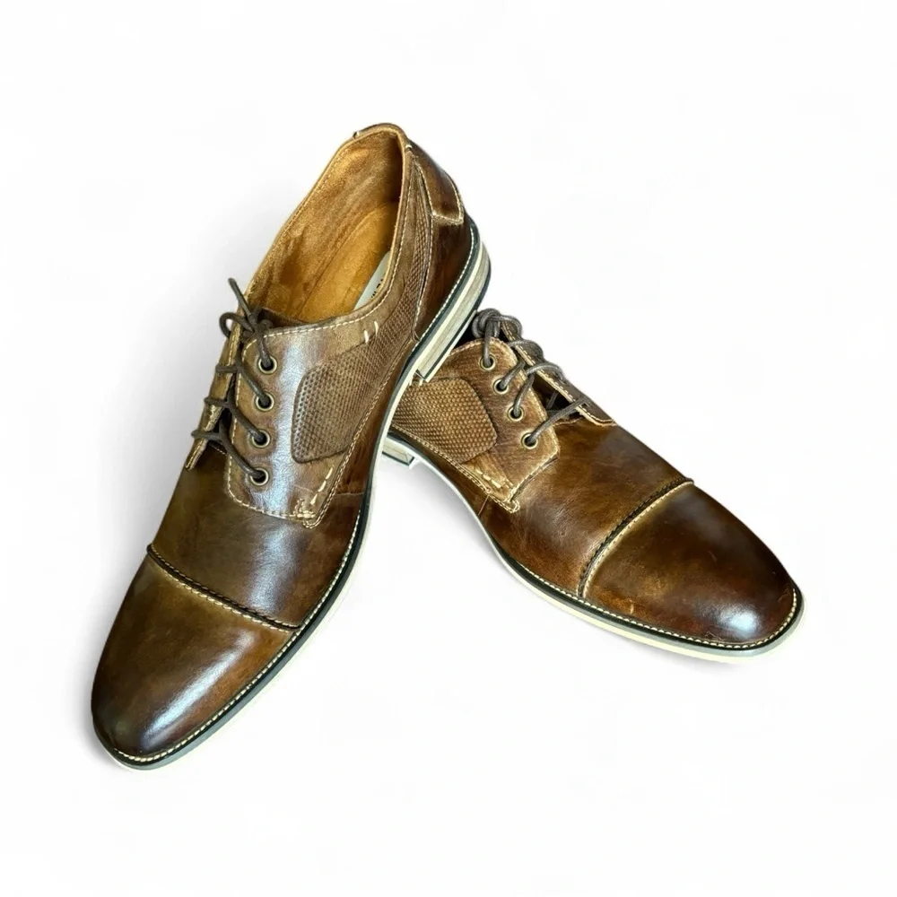 Steve Madden Jagwar Cap Toe Oxford Cognac Brown Leather Preppy Academia  11.5